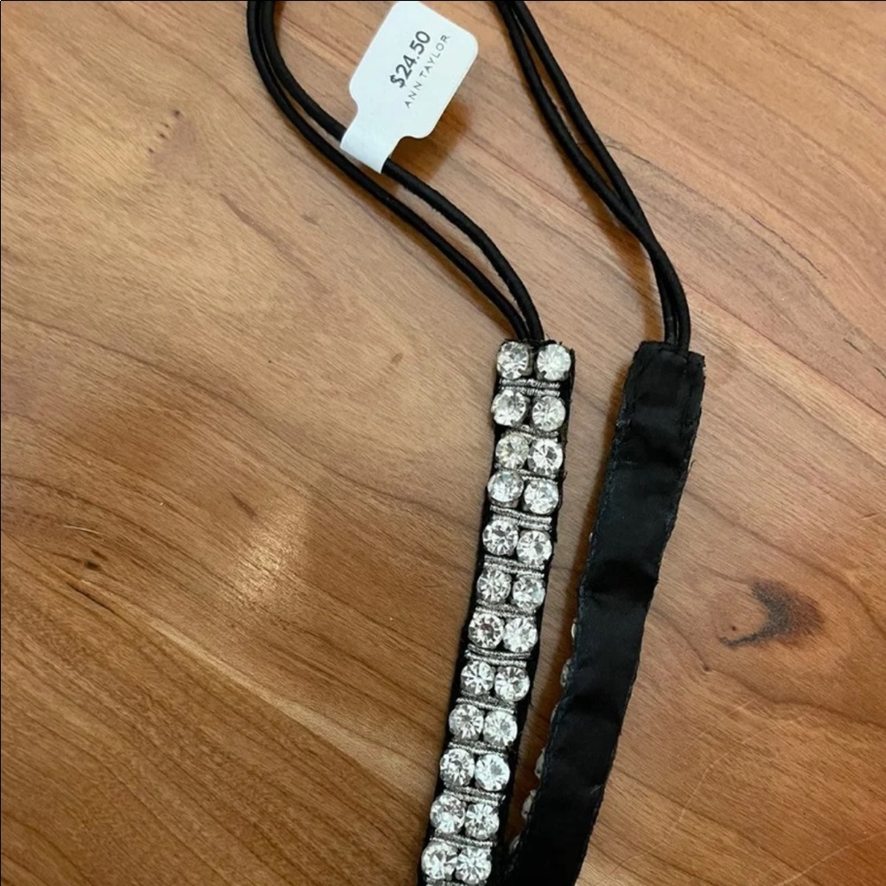 NWT Ann Taylor Headband black with jewels